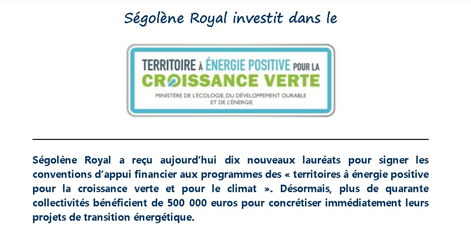 Communique de presse "Segolène Royal investit"